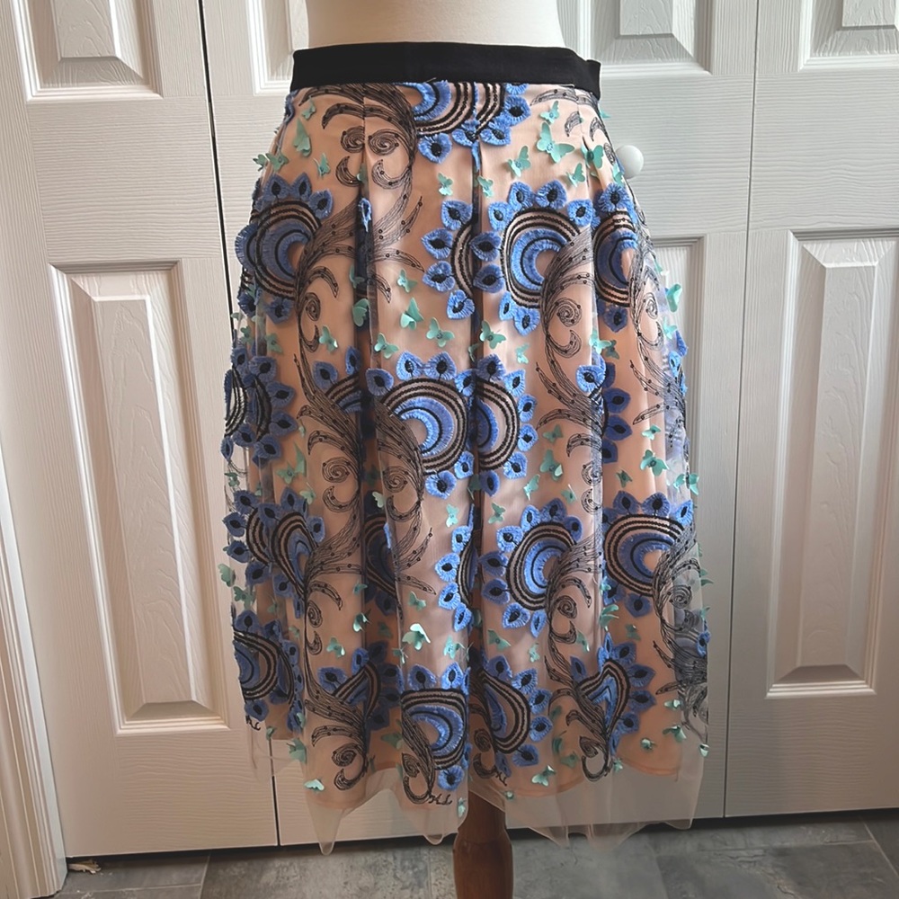 Anthropologie Embroidered Skirt, Size 4
